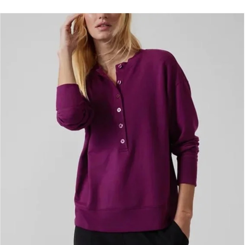 Athleta Balance Henley - Exotic Fuchsia - Size S